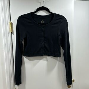 Aerie Ribbed Button Front Top